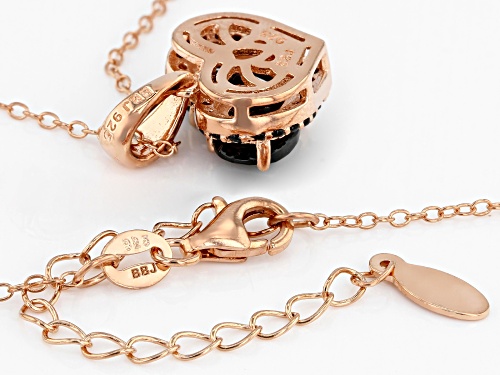 2.06ctw Pear Shape and Round Black Spinel 18k Rose Gold Over Silver Heart Pendant with Chain