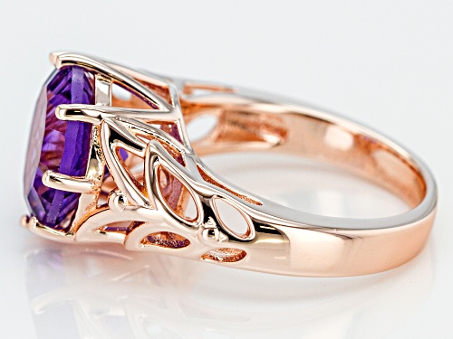 3.88ct Round Quantum Cut(R) Brazilian Amethyst 18k Rose Gold Over Sterling Silver Solitaire Ring - Size 9