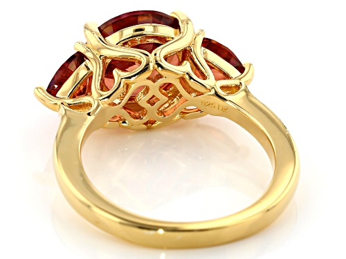 3.66ctw Round & Trillion Red Labradorite 18k Yellow Gold Over Silver 3-Stone Ring - Size 9