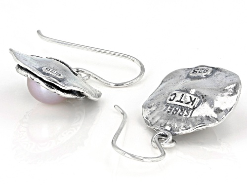 8mm Pink Cultured Freshwater Pearl Sterling Silver Earrings