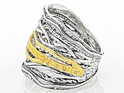 Sterling Silver With 14k Yellow Gold Over Sterling Silver Accent Ring - Size 7