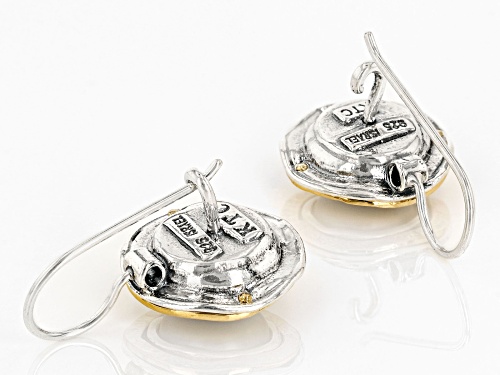 9-9.5mm Cultured Freshwater Pearl Sterling Silver & 14k Yellow Gold Over Silver Two-Tone Earrings