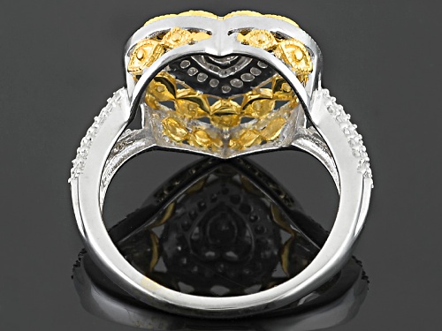 .20ctw Round White Diamond Rhodium And 14k Yellow Gold Over Sterling Silver Ring - Size 12