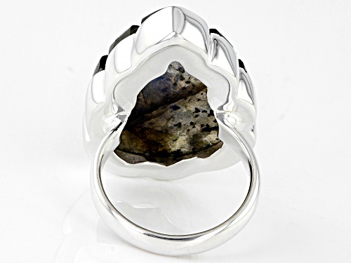 Artisan Collection of India™ Hand Carved Labradorite Sterling Silver Leaf Ring - Size 8