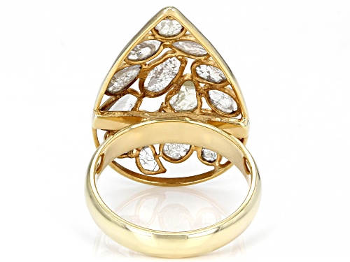 Artisan Collection Of India™ Polki Diamond 18k Yellow Gold Over Sterling Silver Ring - Size 9