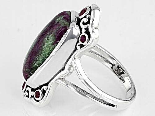 Artisan Collection Of India™ 9x18mm Ruby Zoisite and Ruby Sterling Silver Ring - Size 10