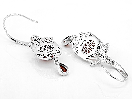 Artisan Collection Of India™ 10 x8mm Strawberry Quartz and Garnet Hamsa Sterling Silver Earrings
