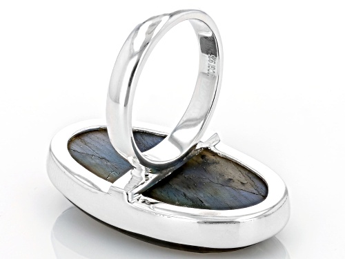 Artisan Collection of India™ 32x18mm Labradorite Sterling Silver Hand Carved Floral Ring - Size 6