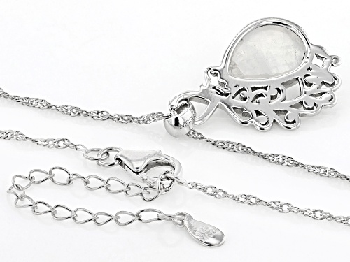 Artisan Collection of India™ 14x10mm Rainbow Moonstone Sterling Silver Leaf Pendant With Chain