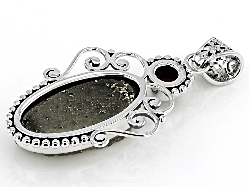 Artisan Collection of India™  41.34ct Pyrite & Garnet Sterling Silver Pendant