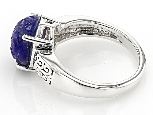 Artisan Collection of India™ 11x9mm Carved Tanzanite Sterling Silver Floral Ring - Size 8