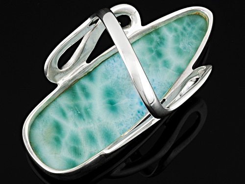 Artisan Gem Collection Of India, Fancy Shape Cabochon Larimar Sterling Silver Ring - Size 5