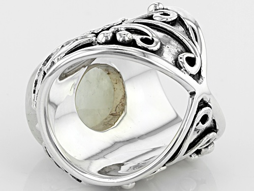 Artisan Gem Collection Of India, Free-Form Cabochon Rainbow Moonstone Sterling Silver Ring - Size 6