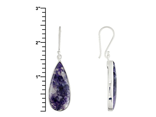 Artisan Gem Collection Of India™, 35x15mm Pear Shape  Mexican Morado Opal Silver Earrings