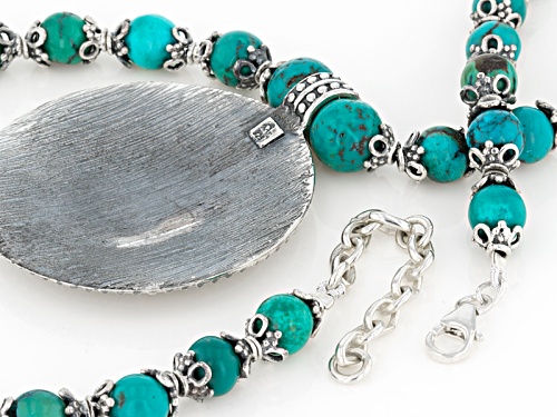 Artisan Collection Of India™ 8-9mm Round Turquoise Bead Sterling Silver Tribal Statement Necklace - Size 18