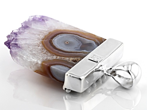 Artisan Collection Of India™ Amethyst Stalactite And 0.36ct  Round Amethyst Sterling Silver Pendant