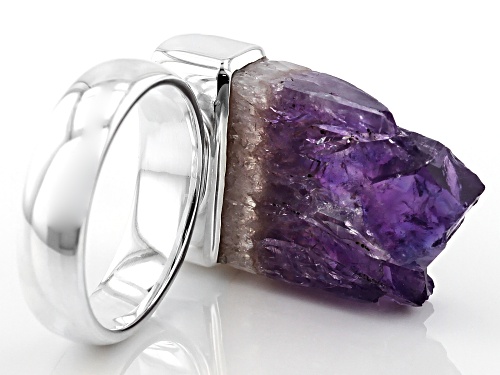 Artisan Collection Of India™  Free Form Amethyst Stalactite Silver Solitaire Ring - Size 6