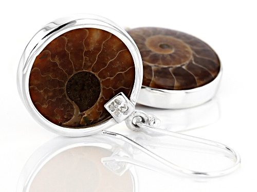 Artisan Collection Of India™ 20mm Round Ammonite Sterling Silver Dangle Earrings