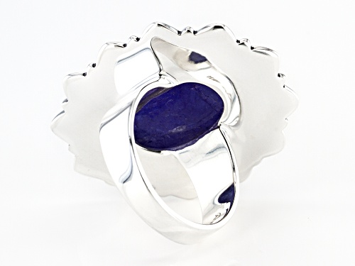 Artisan Collection Of India™ 18x13mm Oval Tanzanite Rough Solitaire Sterling Silver Ring - Size 9
