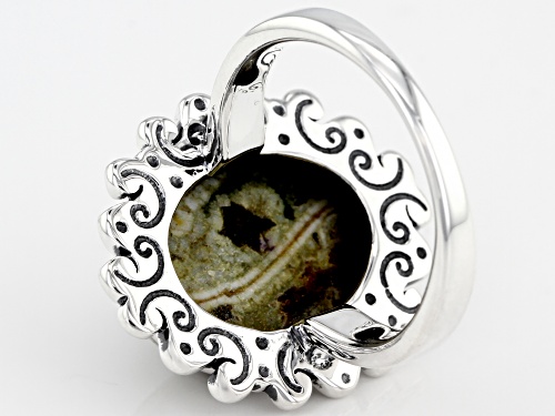 Artisan Collection Of India™ 16x12mm Oval Rainforest Jasper Cabochon Silver Solitaire Ring - Size 8