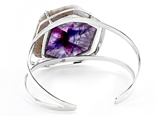 Artisan Collection Of India™ Free Form Chevron Lace Amethyst Slice Sterling Silver Cuff Bracelet - Size 8