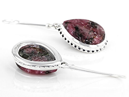 Artisan Collection Of India™ 18x13mm Pear Shape Rhodonite Solitaire, Sterling Silver Dangle Earrings