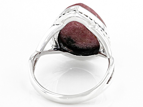 Artisan Collection Of India™ 16x12mm Pear Shape Rhodonite Solitaire, Sterling Silver Ring - Size 7