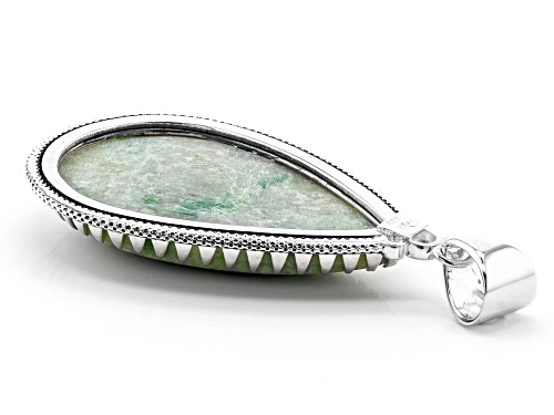 Artisan Collection of India™ 25x10mm Pear Shape Green Garnet In Matrix Sterling Silver Pendant