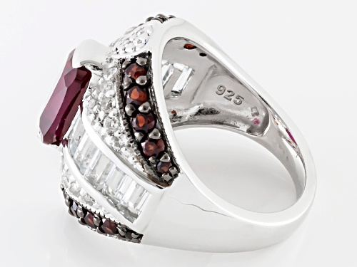 2.60ct Lab Created Ruby, .80ctw Vermelho Garnet™ And 1.81ctw White Topaz Silver Ring - Size 11
