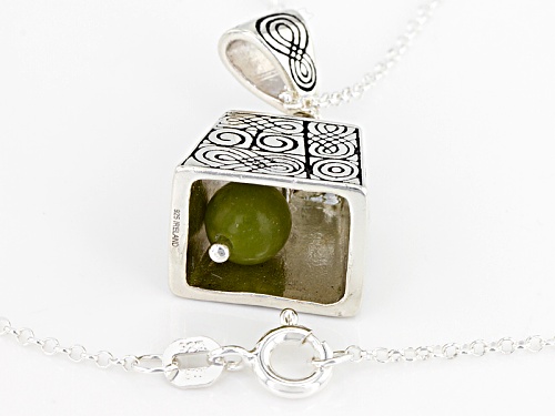 Artisan Collection Of Ireland™ 6mm Connemara Marble Silver St. Patrick's Bell Pendant With Chain
