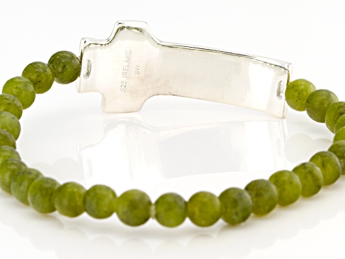 Artisan Collection Of Ireland™ Connemara Marble Bead Silver St. Patrick's Cross Stretch Bracelet