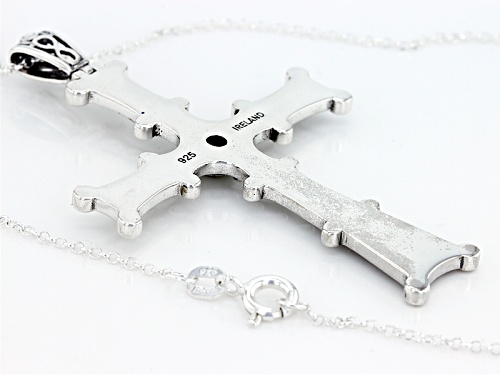 Artisan Collection Of Ireland™ 4mm Round Connemara Marble Silver Cross Of Cong Pendant With Chain