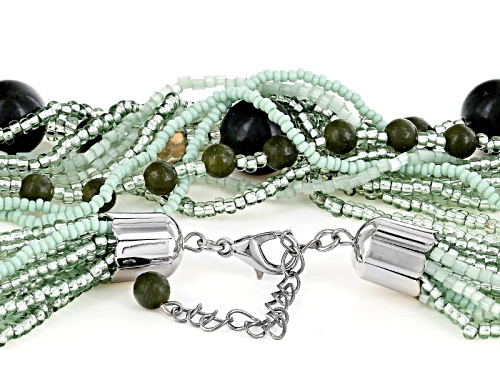 Artisan Collection Of Ireland™ Connemara Marble Bead And Seed Bead Silver Tone Brass Necklace - Size 18