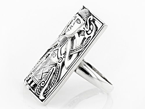 Artisan Collection Of Ireland™ Viking Man Rectangular Sterling Silver Ring - Size 5