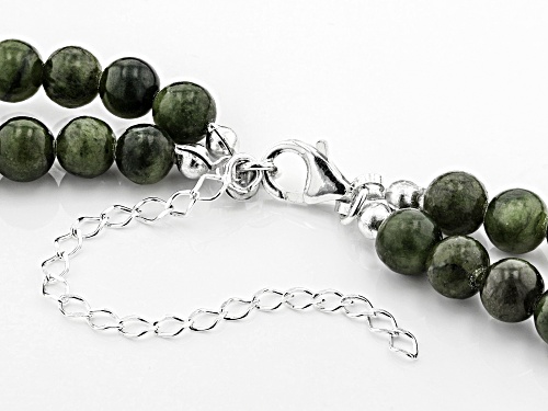 Artisan Collection of Ireland™ 6-6.5mm Connemara Marble Bead, 2-Strand Celtic Knot Silver Necklace - Size 18