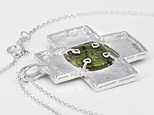 Artisan Collection Of Ireland™ 11mm Square Connemara Marble Silver Provence Pendant With 24