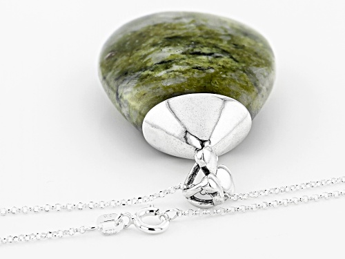 Artisan Collection Of Ireland™ 50X30mm Pear Shape Connemara Marble Silver Pendant W/Chain