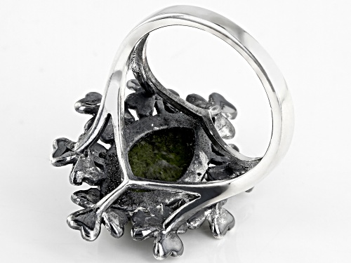 Artisan Collection Of Ireland™ Connemara Marble and Shamrock Vine Sterling Silver Ring - Size 9