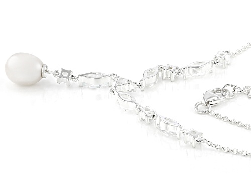 Artisan Collection Of Ireland™ 2.26ctw White Topaz with Cultured Freshwater Pearl Silver Necklace - Size 17.5