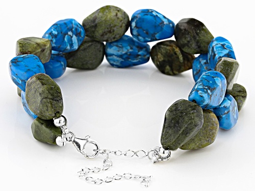 Artisan Collection of Ireland™ Connemara Marble & Magnesite Sterling Silver 2 Strand Bead Bracelet - Size 7.5