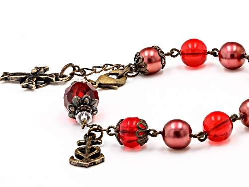 Artisan Collection Of Ireland™ 8-10mm Red Crystal Antique Tone Rosary Bracelet - Size 8