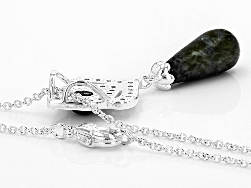 Artisan Collection Of Ireland™ Connemara Marble and Cubic Zirconia Silver Tone Pendant With Chain