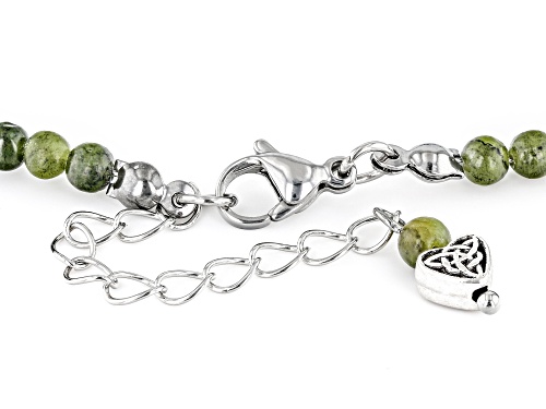 Artisan Collection of Ireland™  Connemara Marble Silver Tone Carved Leaf Necklace - Size 19.5