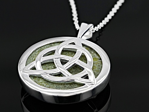 Artisan Collection of Ireland™ Connemara Marble Silver Tone Reversible Trinity Knot Pendant W Chain