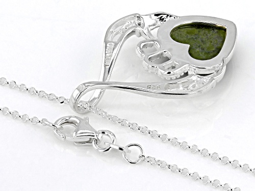 Artisan Collection of Ireland™ Connemara Marble Sterling Silver Claddagh Pendant With Chain 12mm