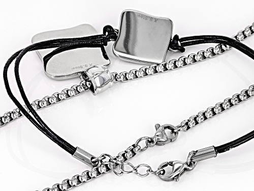 Artisan Collection of Ireland™ Celtic Cross Stainless Steel Pendant/Chain & Leather Bracelet Set