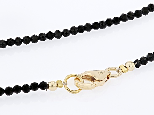2-3mm Round Black Spinel With Paperclip Link 18k Yellow Gold Over Sterling Silver Necklace - Size 24