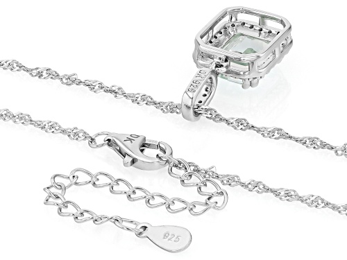 2.55ct Aquamarine with 0.42ctw White Zircon Rhodium Over Sterling Silver Pendant with Chain