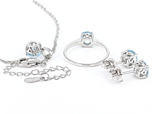 3.40ctw Round Glacier Topaz™ Rhodium Over Sterling Silver Jewelry Set