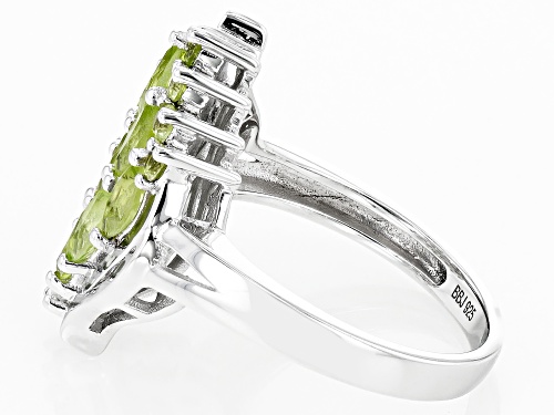 1.46ctw Manchurian Peridot™ Rhodium Over Sterling Silver Ring - Size 9